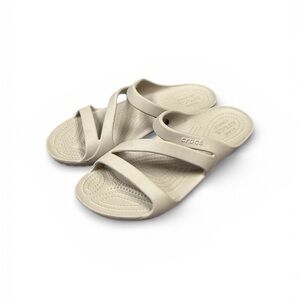 Crocs Kadee II Lightweight Z-Strap Comfort Sandals Women's Beige Slip On Size 9